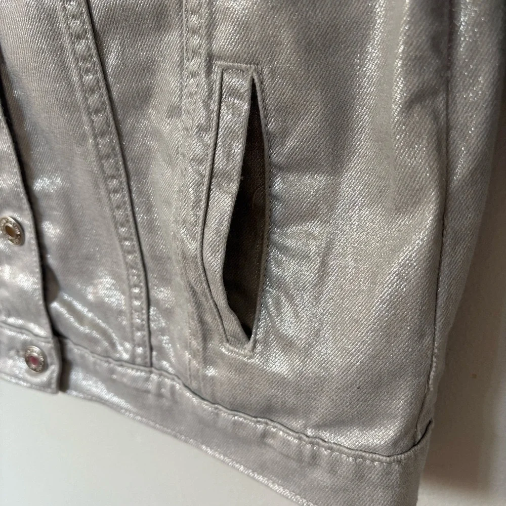 GAP Shimmering Silver Denim Jacket Size LX 12-13